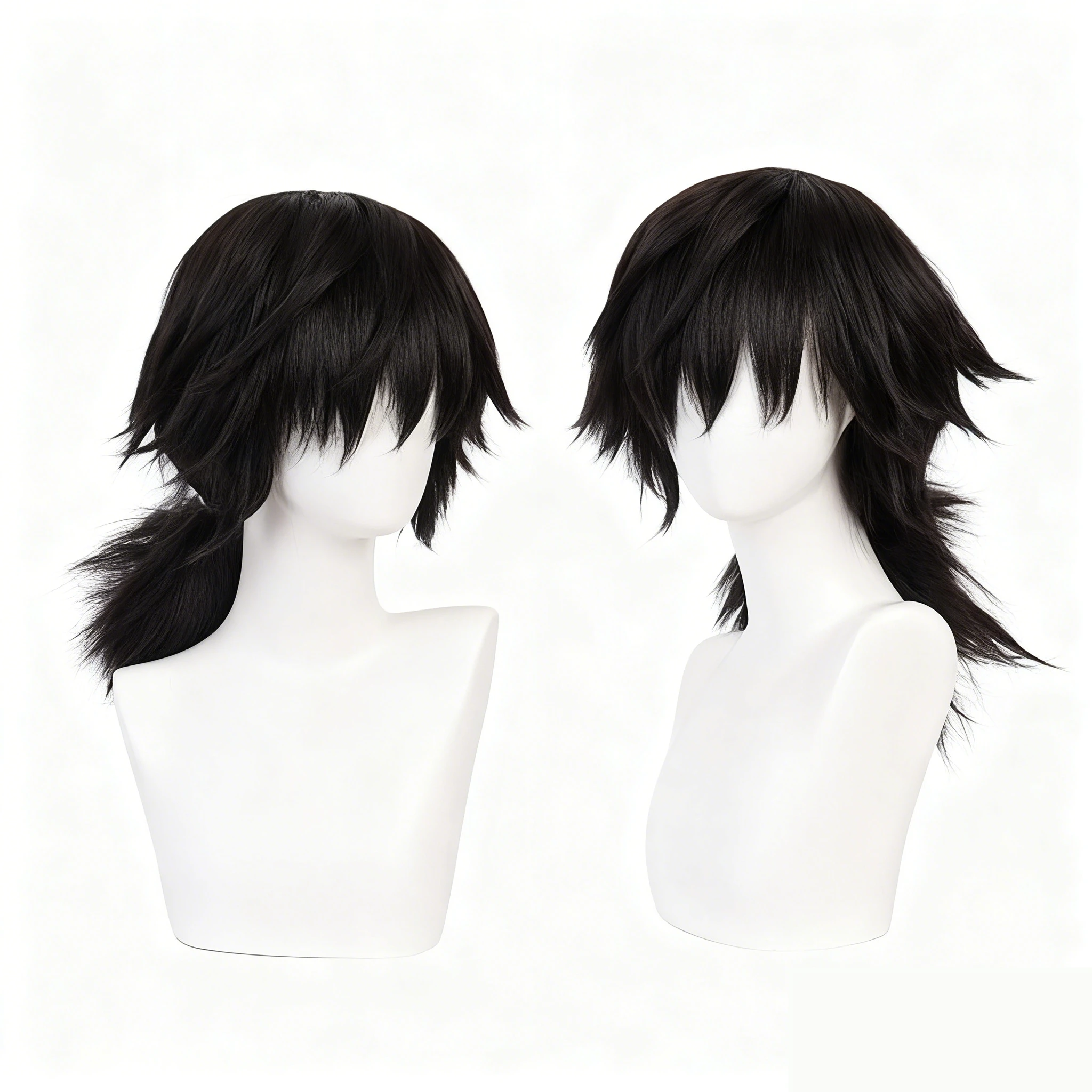 Tomioka Giyuu Cosplay perruque noir épais et moelleux queue de cheval cheveux pour femme homme bande dessinée-con Performance perruque fête Costume accessoires