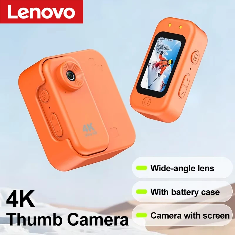 Lenovo Mini Action Camera 4K 1080P HD Screen Sports Camcorder Separable Anti-Shake Vlogging Video Audio Recorder Outdoor