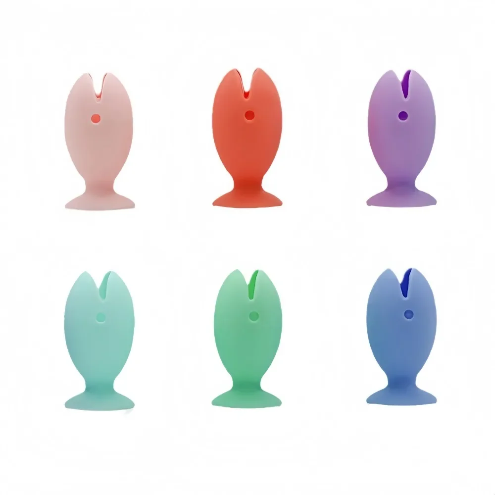 

6pcs/pack Portable Silicone Fish Toothbrush Holder Travel Storage Suction Cup Rack Suction Wall Toothbrush Makeup Brush Holder