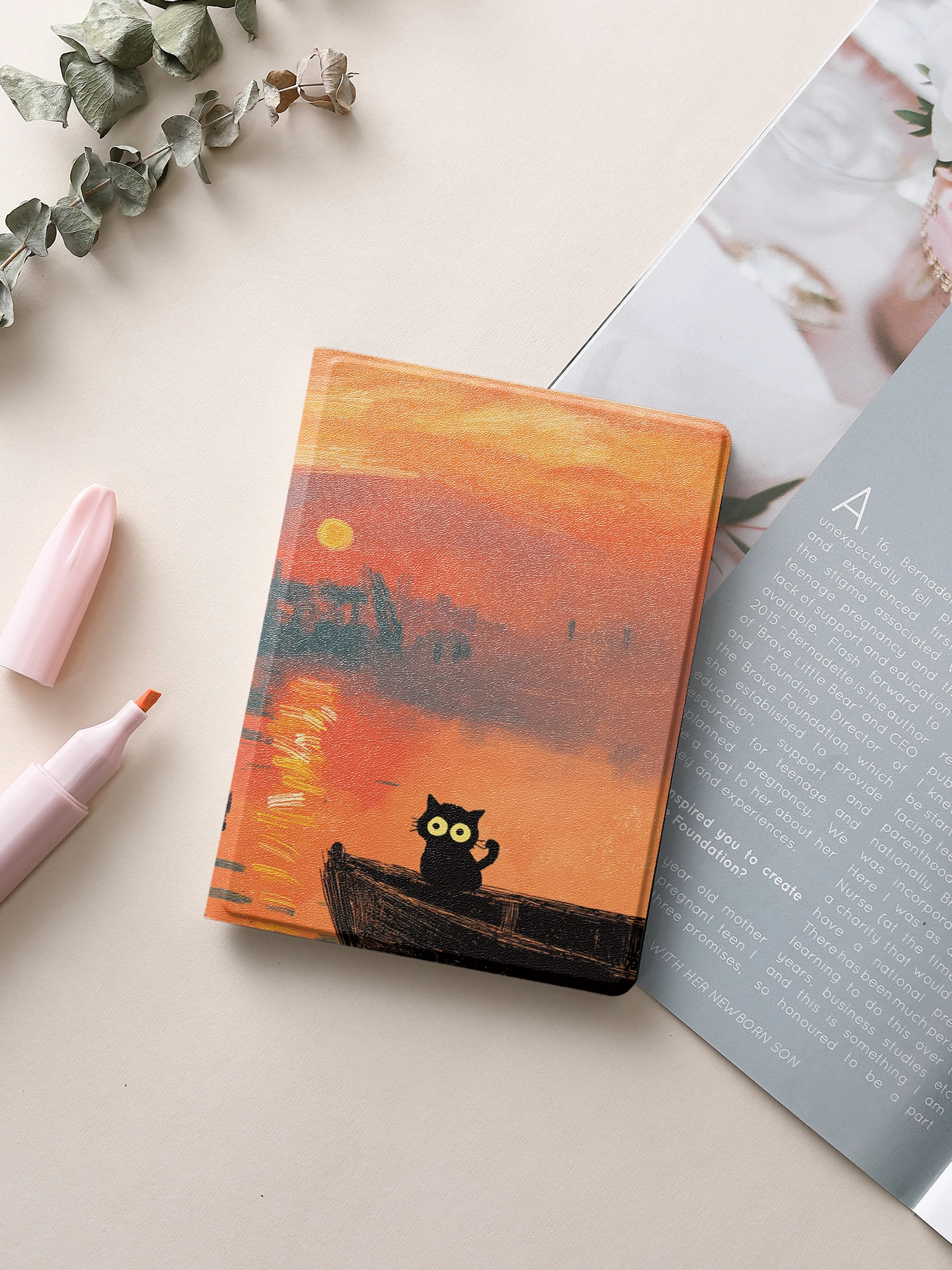 twosheep Etui Monet and Cat Case pasuje do Boox Boox Go6 GenII Boox Poke7 6 cali, odłączane, magnetyczne, matowe, z funkcją automatycznego usypiania, cienka osłona. — 2