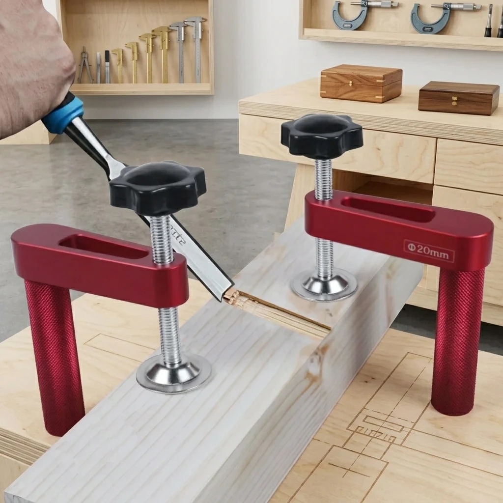 

1PC/2PCS Woodworking Bench Dog Clamp 19mm/20mm Aluminum Alloy Hold Down Clamp for Dog Hole Workbench Fixing Tool