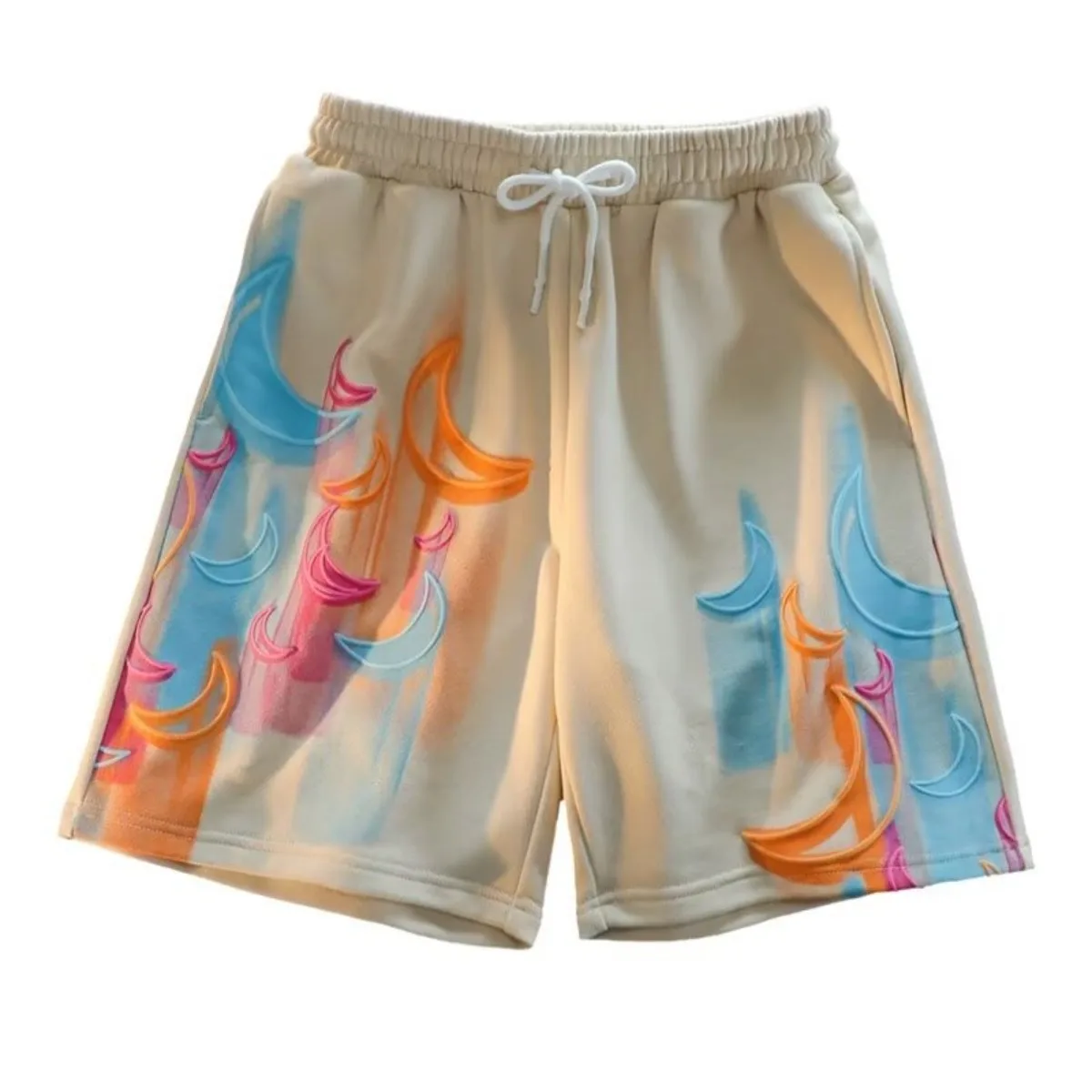 

Men Shorts Loose straight-leg Pockets drawstring moon printing Casual Men Summer new fashion Sport Shorts trend Streetwear