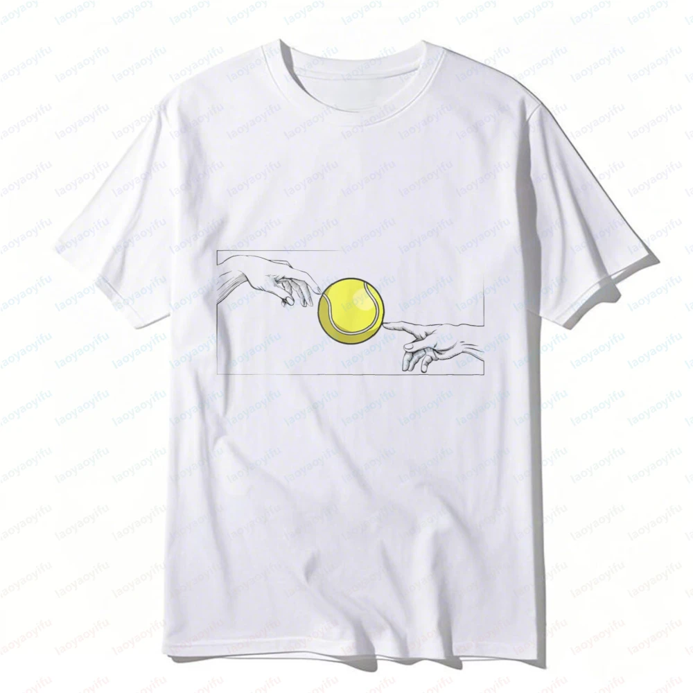 Tennis Ball and Hands Graphic Tshirt Outdoors Sport Unisex Tee Fun Sportswear Summer Casual Fashion Cotton Tops Women Ropa Mujer