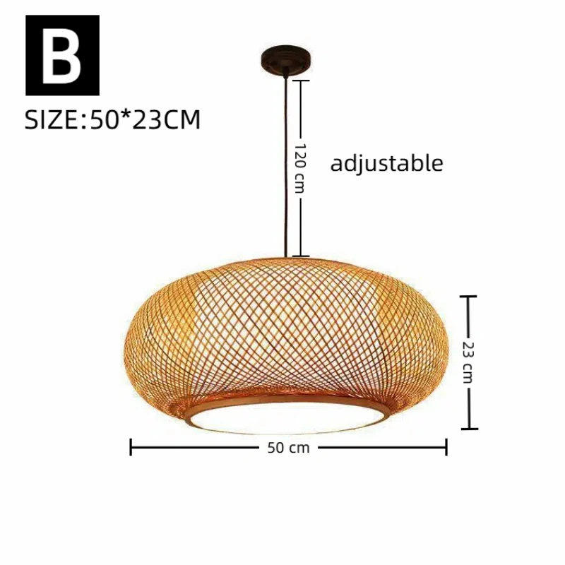 Dia40/50cm Newest Bamboo Woven Lantern Pastoral Tea Room Chandelier, Southeast Asian Restaurant, Bedroom Light Bamboo Craft,