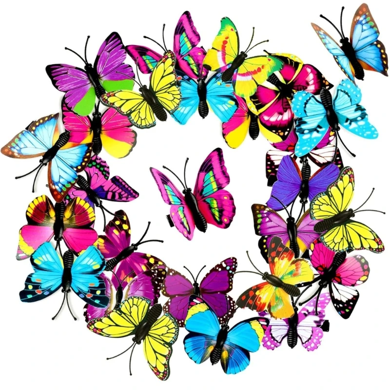 39BC 24pcs Butterfly Hair Clip Realistic Wing Design Side Barrettes for Women Girl