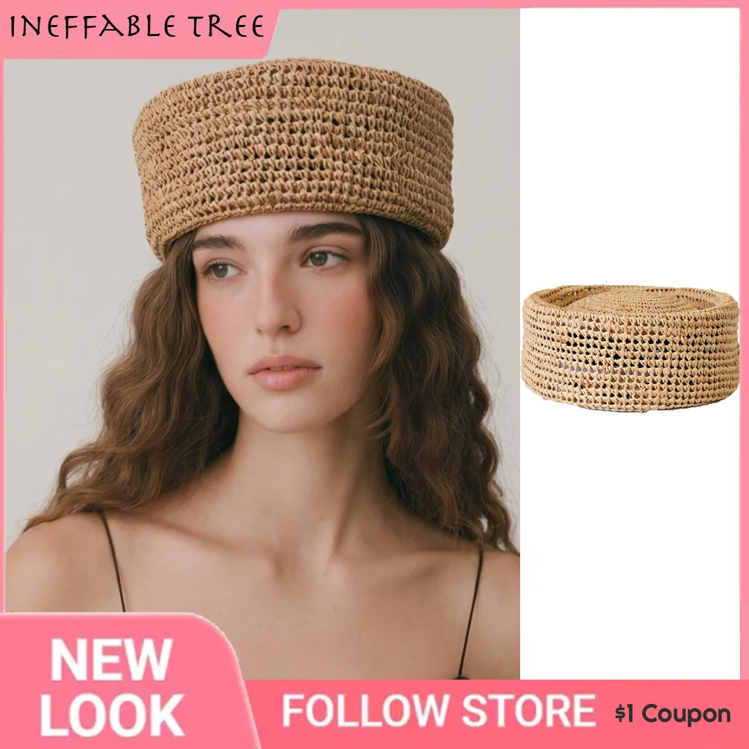 berets-d'ete-en-paille-naturelle-pour-femmes-chapeaux-de-luxe-francais-tisses-a-la-main-forme-concave-dessus-plat-pour-la-plage-l'eglise-le-derby-casquettes-pillbox