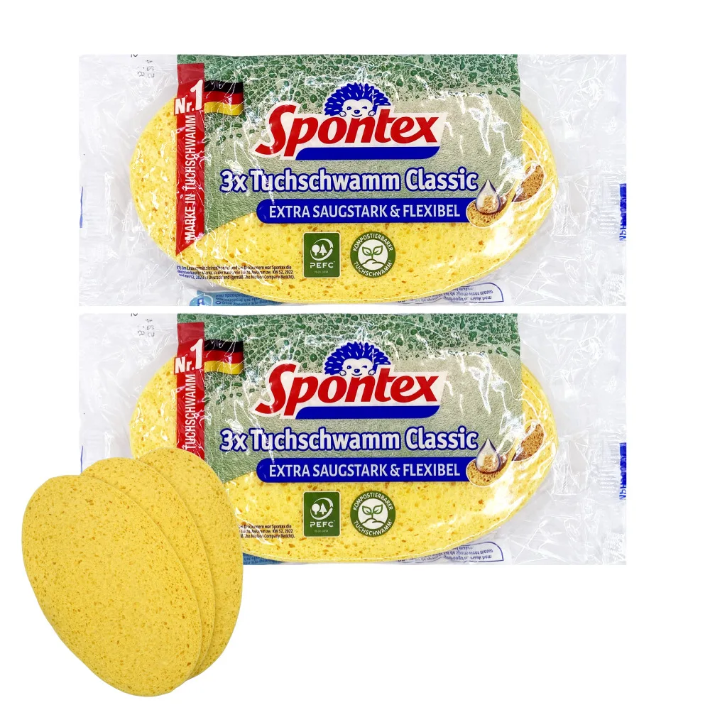 Esponja de Limpieza de Celulosa Francesa Spontex Classic, Paquete de 3, Paquete de 2