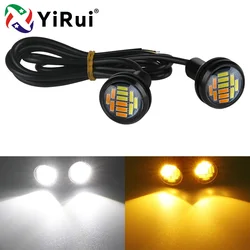 YiRui 2pcs New car daytime running standby turn signal two-color car license plate light White Yellow 23mm 4014 12SMD
