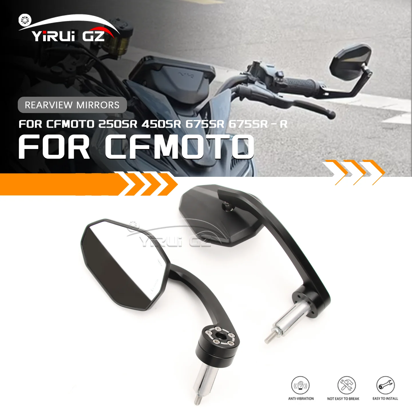 Motorcycle Bar End Mirror Handlebar End Side Rearview Mirrors Wide Vision For CFMOTO 250SR 450SR 675SR 675SR-R 250SR 450SR 675SR