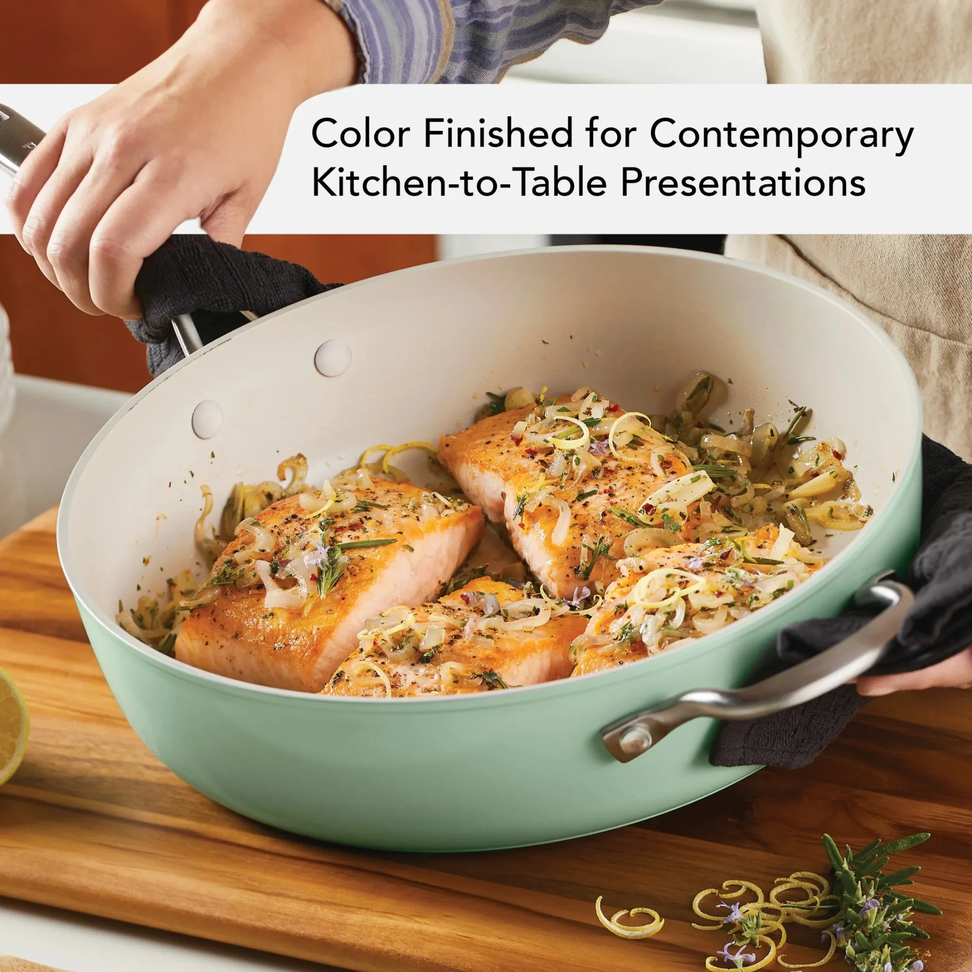 Sartén antiadherente de cerámica anodizada dura con tapa, 5 cuartos, Empire Red