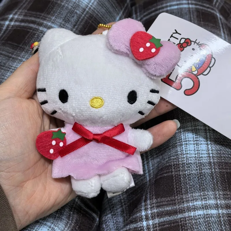 

Kawaii Sanrio Hello Kitty Playing Football Plush Toys Panda Dress Up Keychain Decoration Backpack Pendant Girls Birthday Gifts