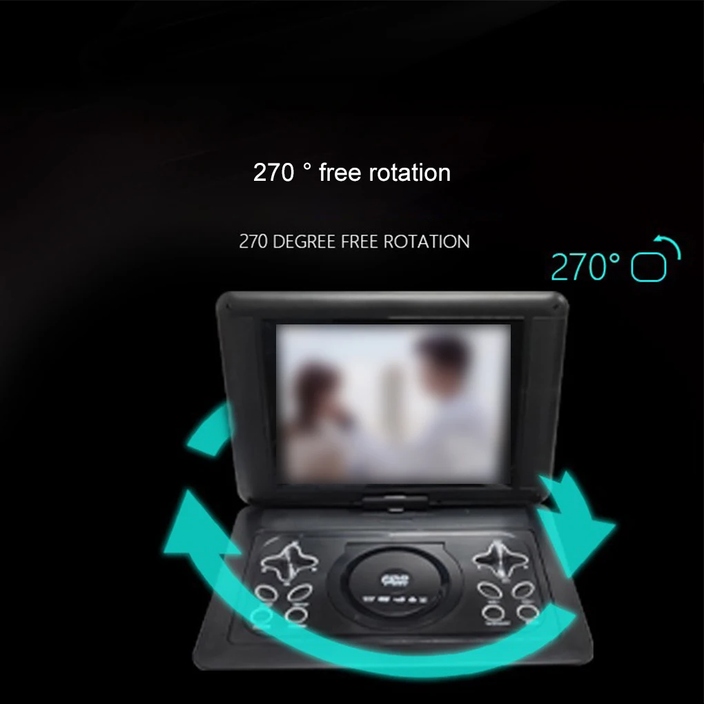 Portable Dvd Player For Car HD Large Screen 270° Free Rotation Built-in Stereo Speakers Dvd Players