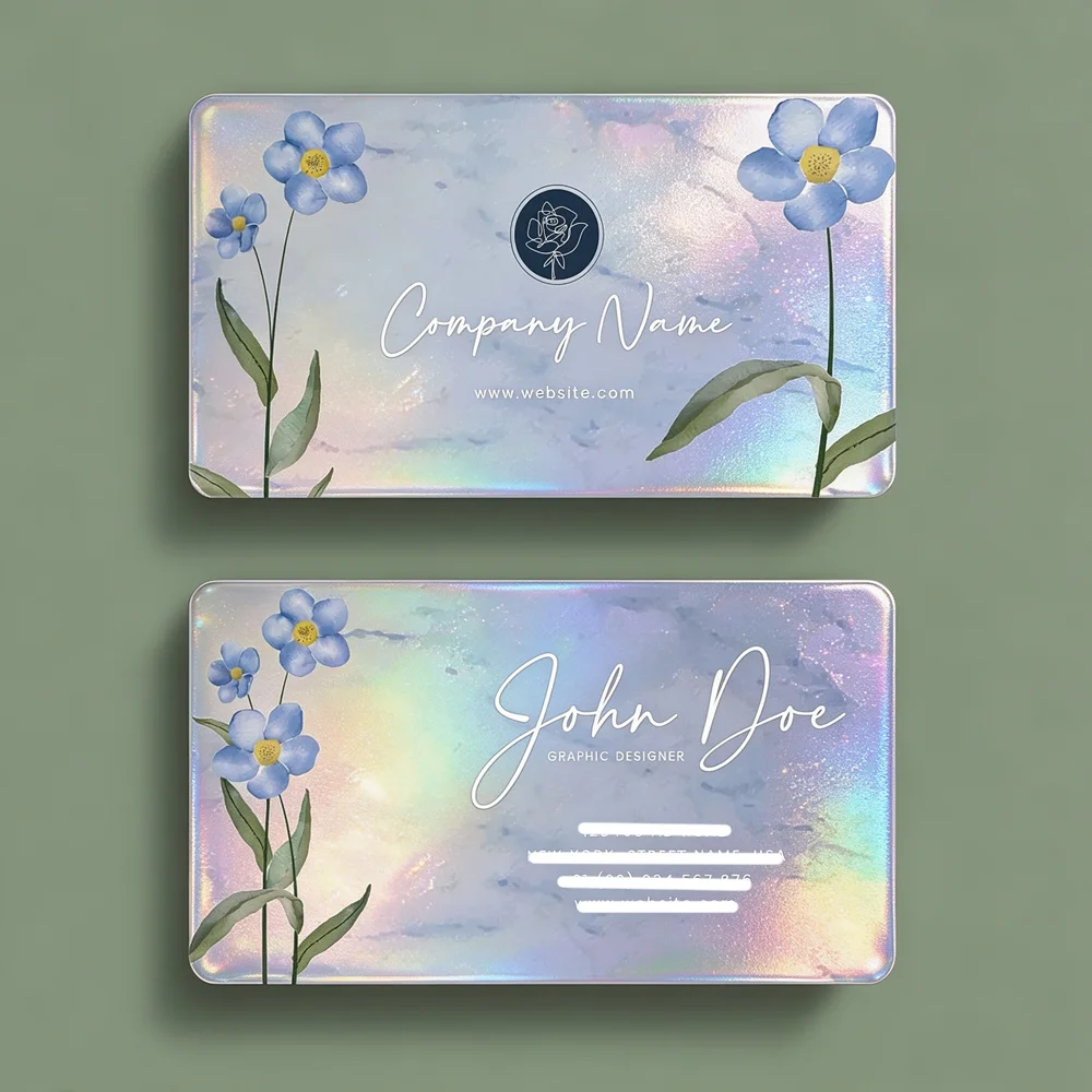 Customized High-Quality 320G Special Laser Holographic Effect Shiny Laminated Invitation Letter with Thank You for Your Business