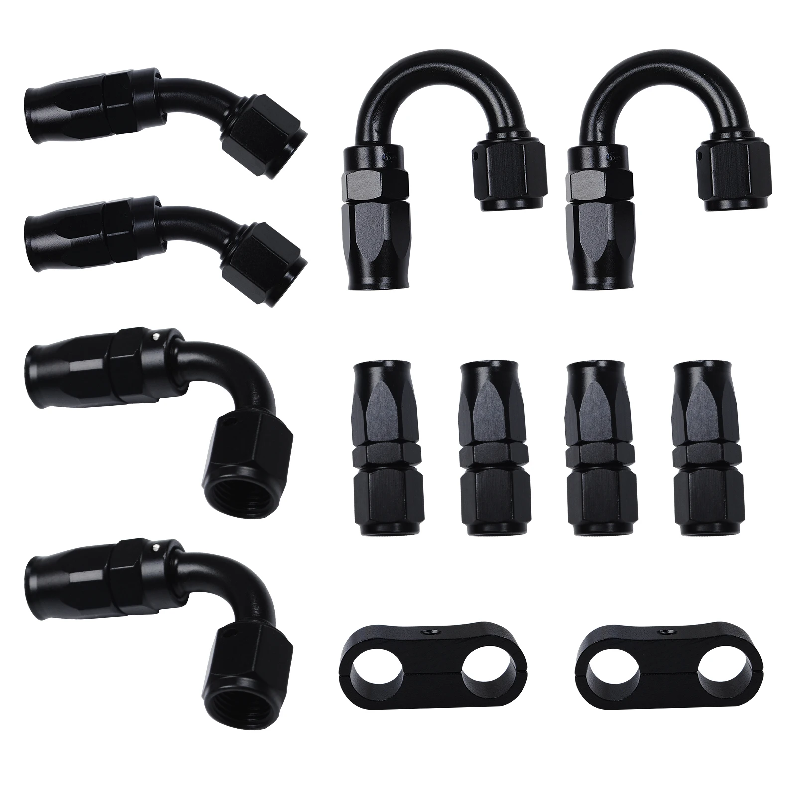 

CPE Oil Tube Adapter AN4/6/8/10/12, 10 pcs (4 sizes) + 2 pcs Dual-Hole Cable Clamps, Mixed Pack of 12