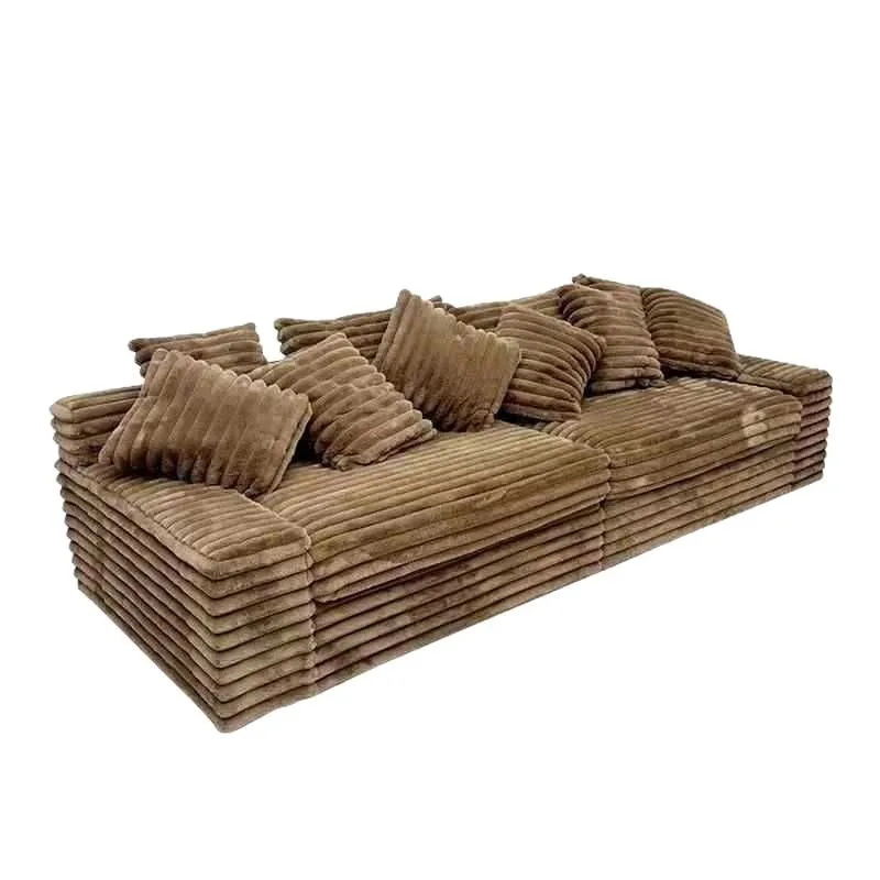 

Vacuum compression thick corduroy sofa removable and washable small apartment living room pure sponge fabric lazy sofa