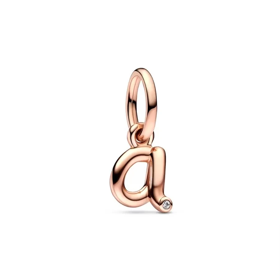 Exquisite Charm Beads Letter A-Z Rose Gold Pendant Fit Original 925 Sterling Silver Bracelet Trinket DIY Jewelry For Women Gift