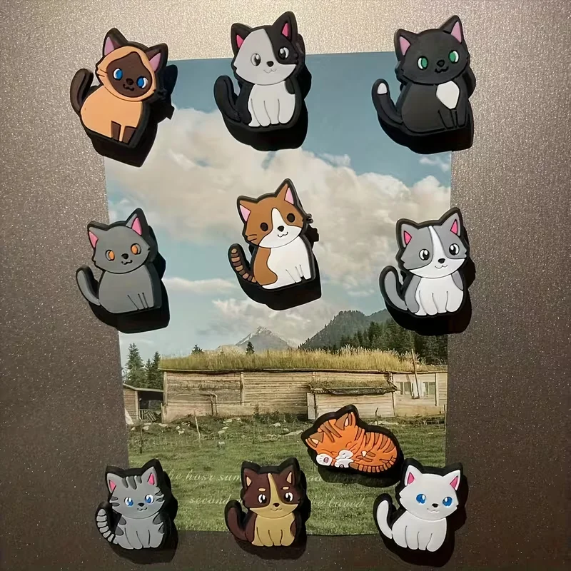 10-piece set (random styles) Fun fridge magnets - Creative cat-themed fridge magnets, suitable for refrigerators or whiteboards