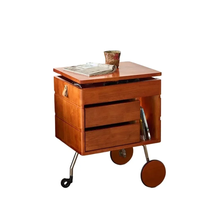 

French solid wood sofa edge, movable living room entrance bedside table