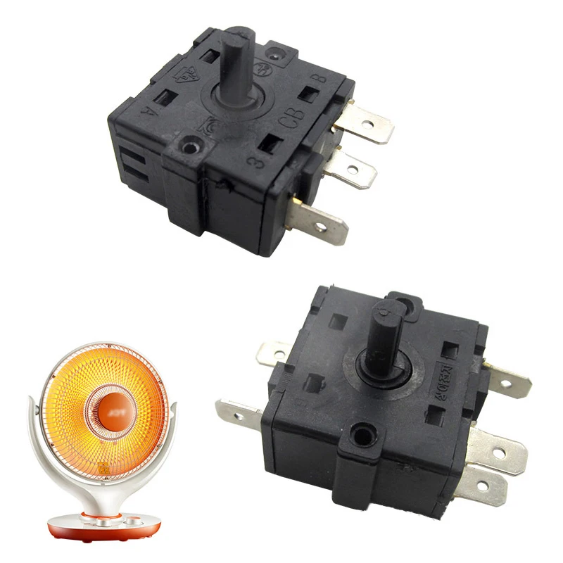 3/5 Pin 2/4 Position Rotary Switch Selector AC 250V 16A Radiator For Electric Room Heater-Black New