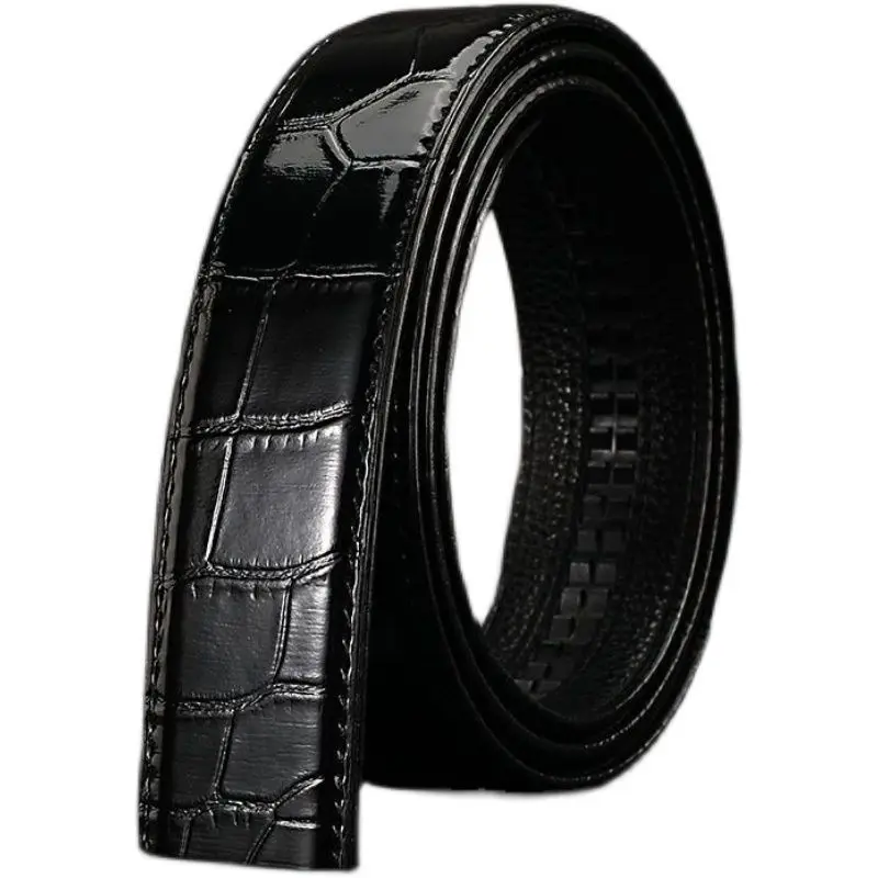 Modischer Herrengürtel ohne Schnalle, High-End-Business-Gürtel mit Krokodilmuster für Herren, Freizeit-Accessoires