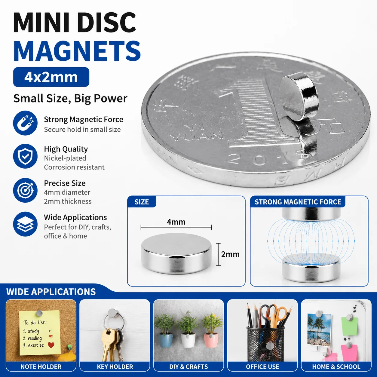 20/50/100pcs 4x2mm Cylinder Magnets – Strong Tiny Magnets for Miniatures, War Gaming, Jewelry Clasps & Precision DIY Projects