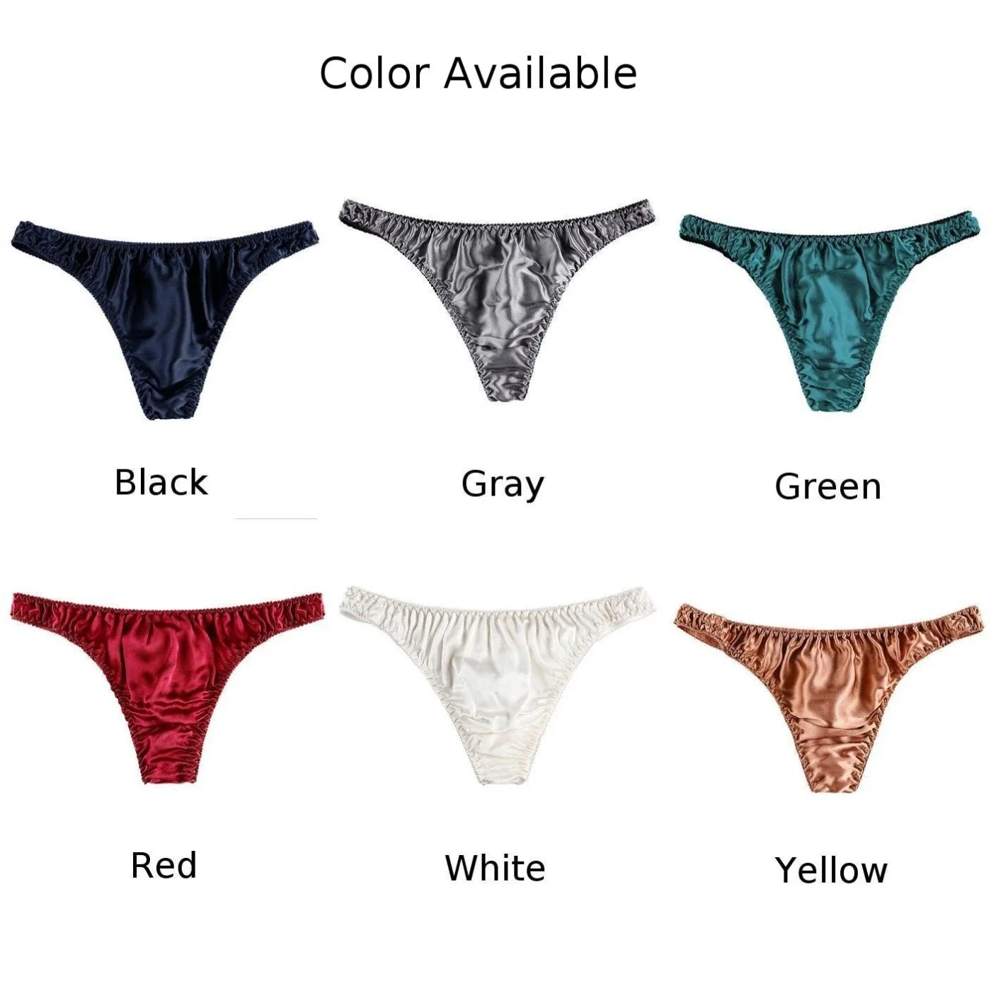 Men\'s Fashion Low-rise Sexy Solid Color Thong Breathable Comfort Silk Underwear Pleated Elasticity Smooth G-string Casual Breifs