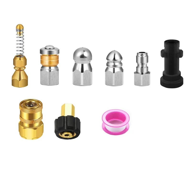 1/4 Inch Sewer Jetter Kit for Pressure Washer With M22-14mm to 1/4 Female and M22 to 1/4 Fitting 1/4 Quick plug Karcher Adapter