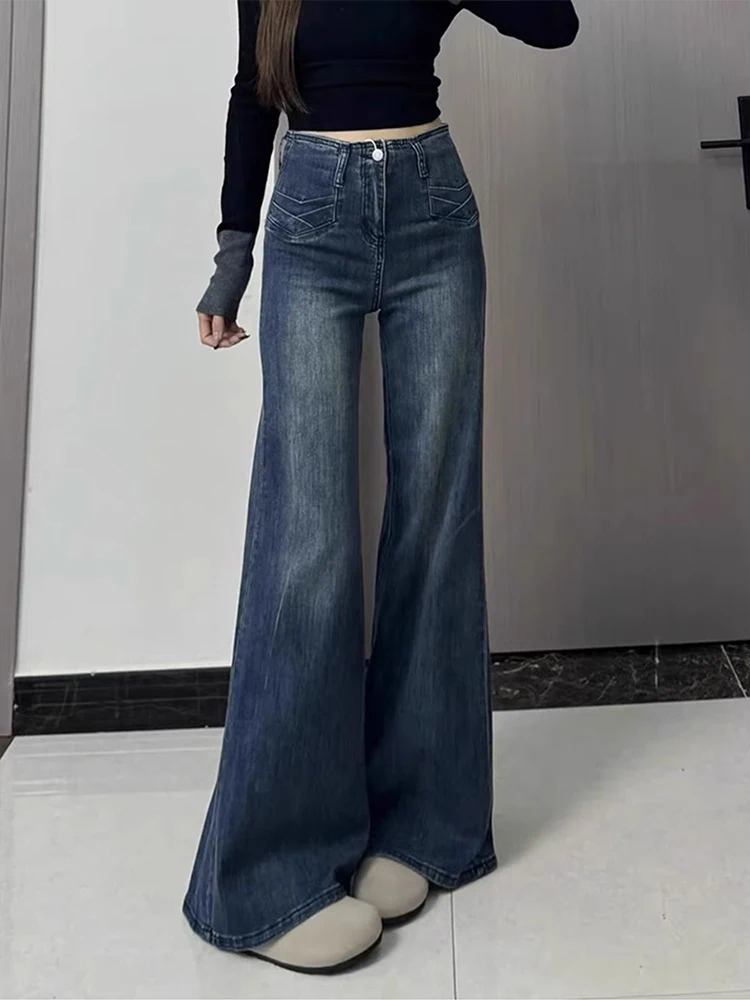 Gothic casual All-match women's clothing jeans fashion Y2K aesthetic retro Bootcut pants emo girls American style 90s streetwear