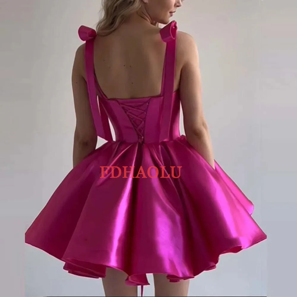 Customized Rose Red A Line Mini Prom Party Dresses Sweetheart Sleeveless Lace Up Stain Ball Gowns Graduation Cocktail Dresses