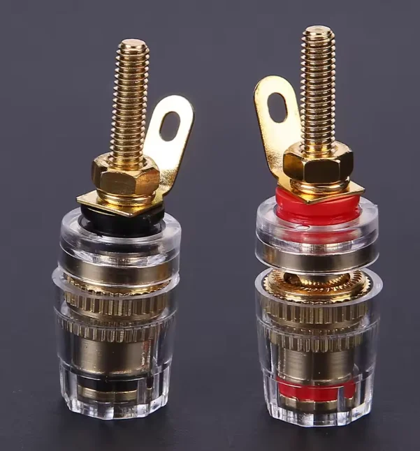 HHDZI Gold Plated Binding Post Terminal Transparent 4mm Banana Jack Socket For HiFi Amplifier Speaker