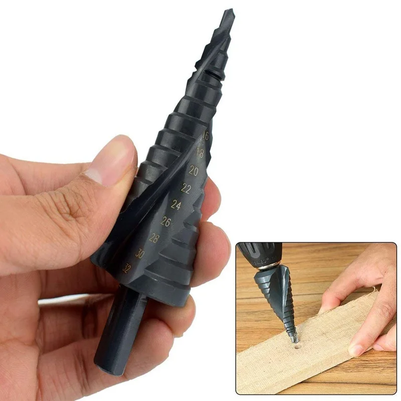 1PC4-32MM HSS Cobalt Step Drill Bit Nitrogen High Speed Steel Spiral For Metal Cone Triangle Shank Hole Metal drills