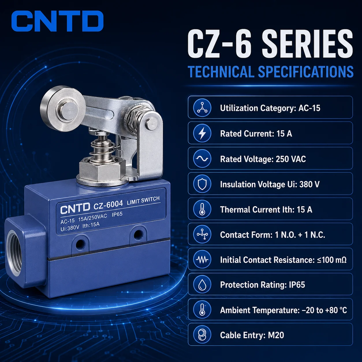 مفتاح الحد من سلسلة CNTD CZ‑6 - مراجعة Limit Switch وسعره