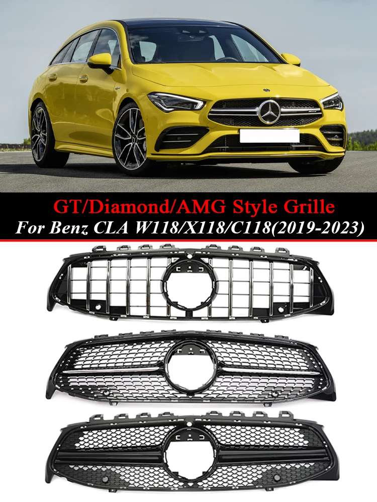 

Panamericana GT Diamond Grill CLA35 45 AMG Style Grille For Benz CLA Coupe Sedan Shooting Brake W118 X118 C118 180 260 2019-2023