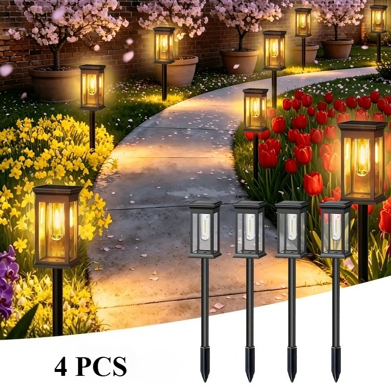Outdoor Solar Pathway Lights 2X Bigger Brighter Double-Layer Solar Garden Lights for Outside Yard Walkway Driveway