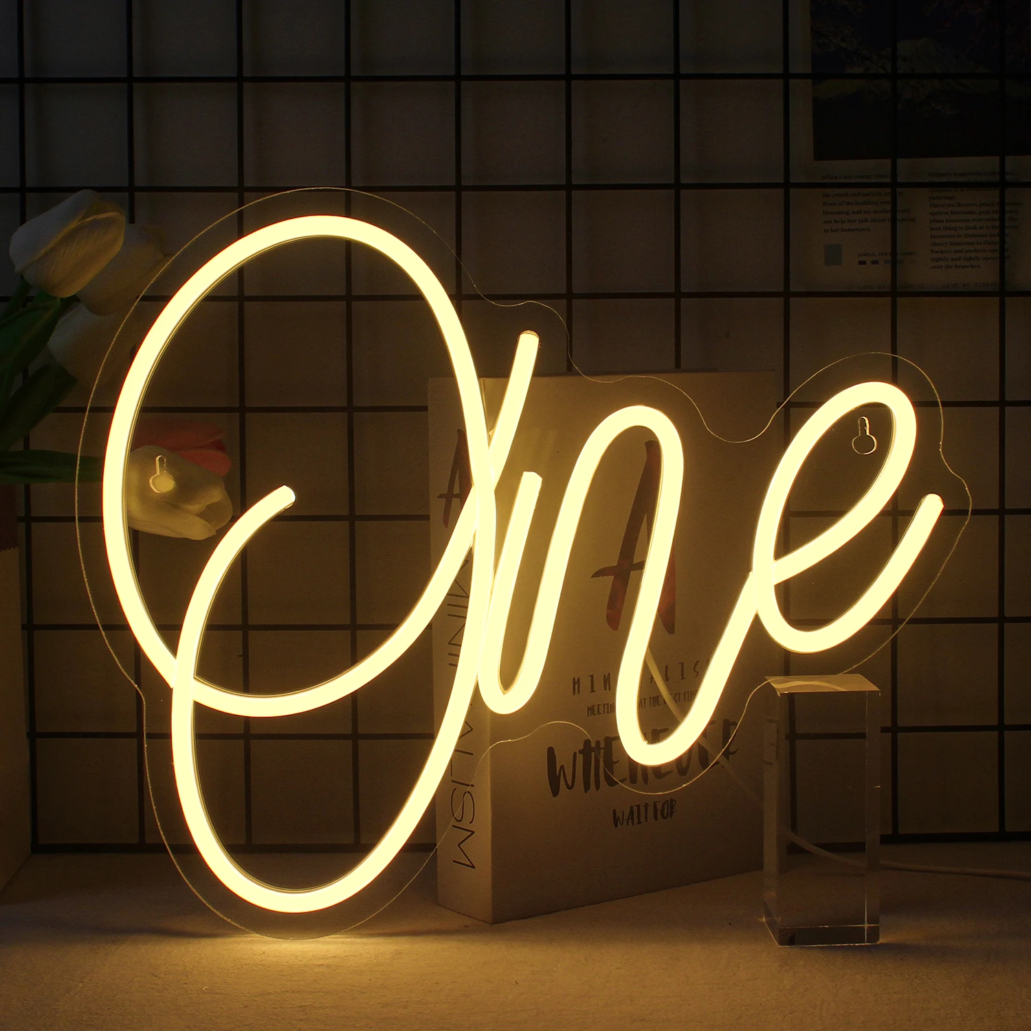 One Neon Light First Birthday Letter Number Neon Sign for Bedroom Birthday Party Christmas Home Room Wedding Bar Decor Neon