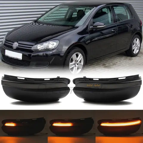 폭스바겐 골프 6 MK6 / GTI / R20 2008-2014, 폭스바겐 투란 2011-2014용 LED 사이드 미러 라이트 (다이나믹 시퀀셜 방향지시등 포함)