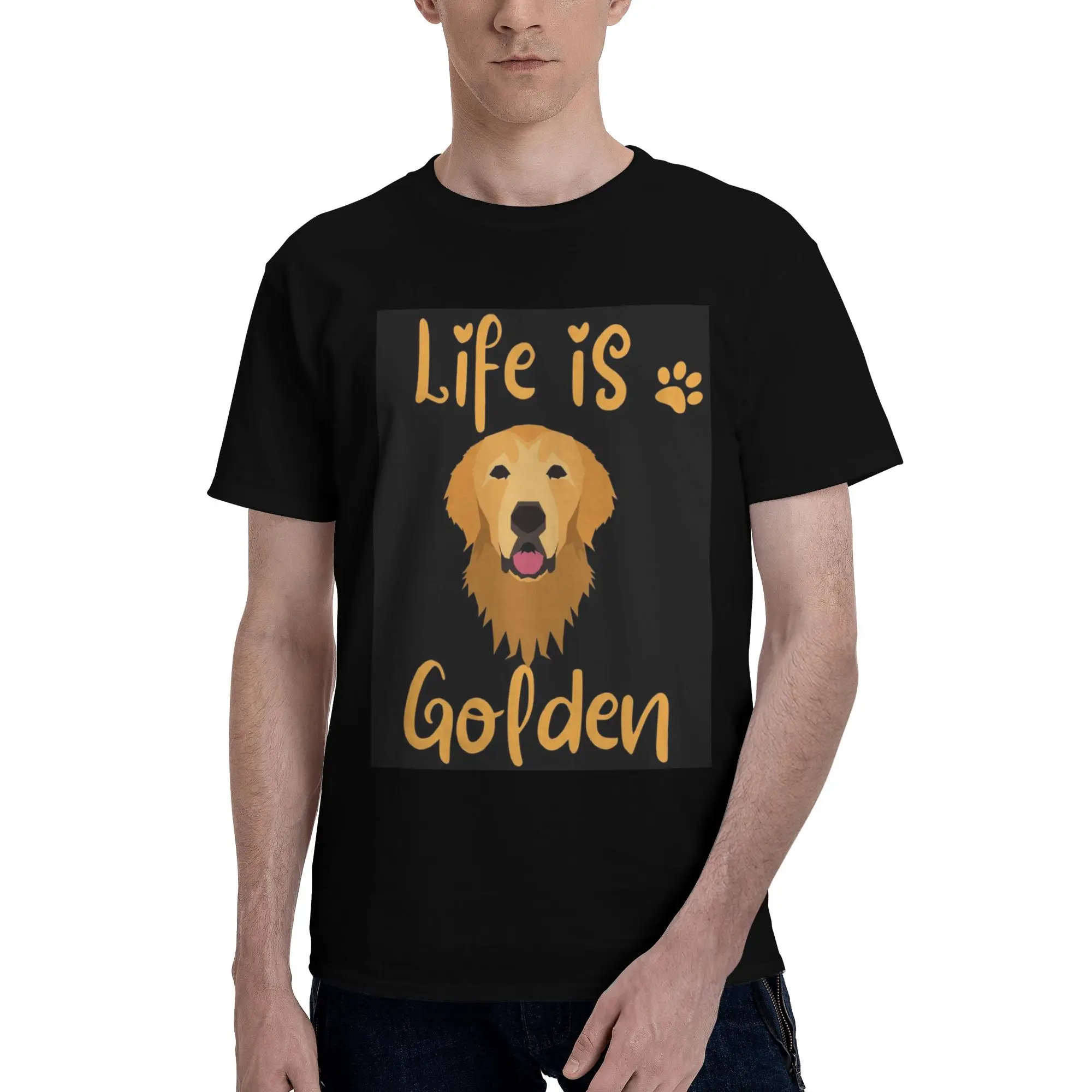 

Футболка из 100% хлопка с цитатой GOLDEN RETRIEVER, мужские классические футболки, мужские футболки с круглым вырезом и коротким рукавом, S-6XL