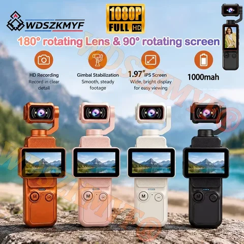 New 1080P Action Camera Handheld 180° Automatic Rotation Lens 1.97'' Screen Video Recorder Outdoor Sports Pocket Vlog Camcorder