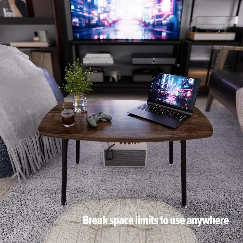 Folding Coffee Table, Rustic Farmhouse Rectangular Table for Living Room & Small Spaces, Mid-Century Design