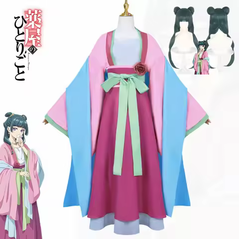 Maomao Cosplay Costume Wig Anime The Apothecary Diaries Pink Dress Halloween Party for Women