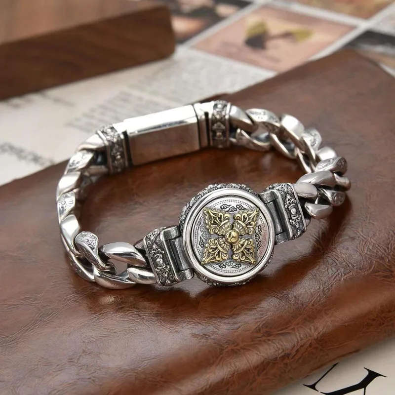 Vajra bracelet, ethnic style retro, rotatable with a strong and stylish design perfect for trendy men