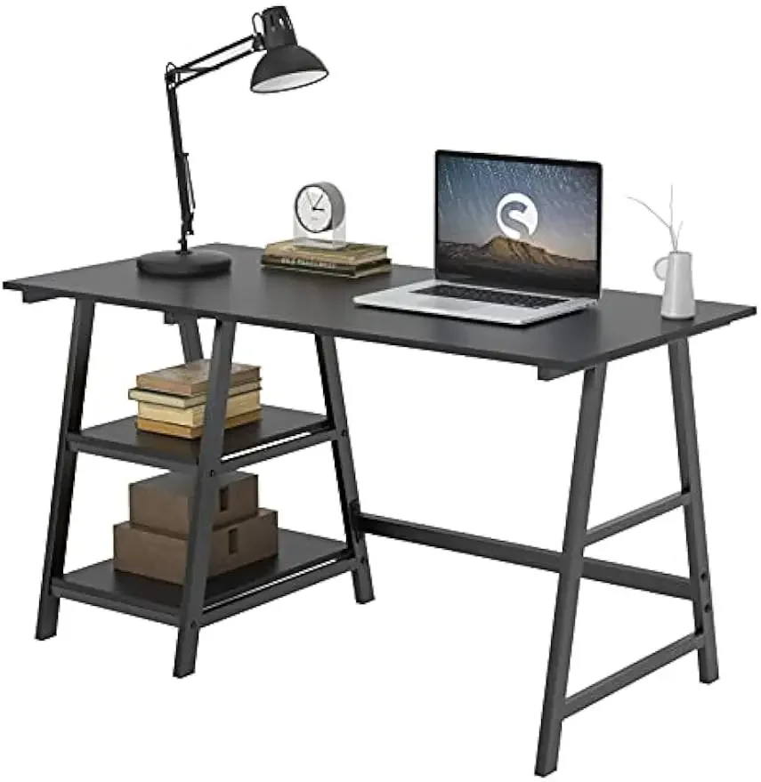 Computer Desk 47inches PC Desk Office Desk with Shelf Workstation for Home Office Use Writing Table,Black