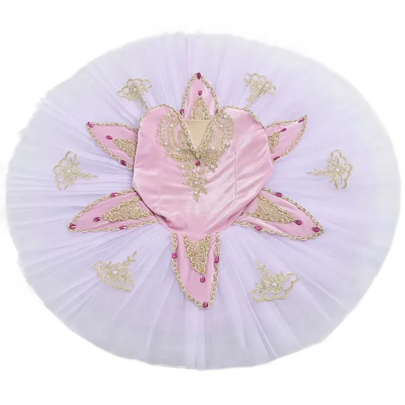 Sukienka Baletowa Dziewczęca Niebieska Profesjonalna Baletowa Sukienka na Ramiączkach Tutu Naleśnikowa Sukienka Baleriny Urodziny Balet Łabędzie Jezioro Kostium Baletowy