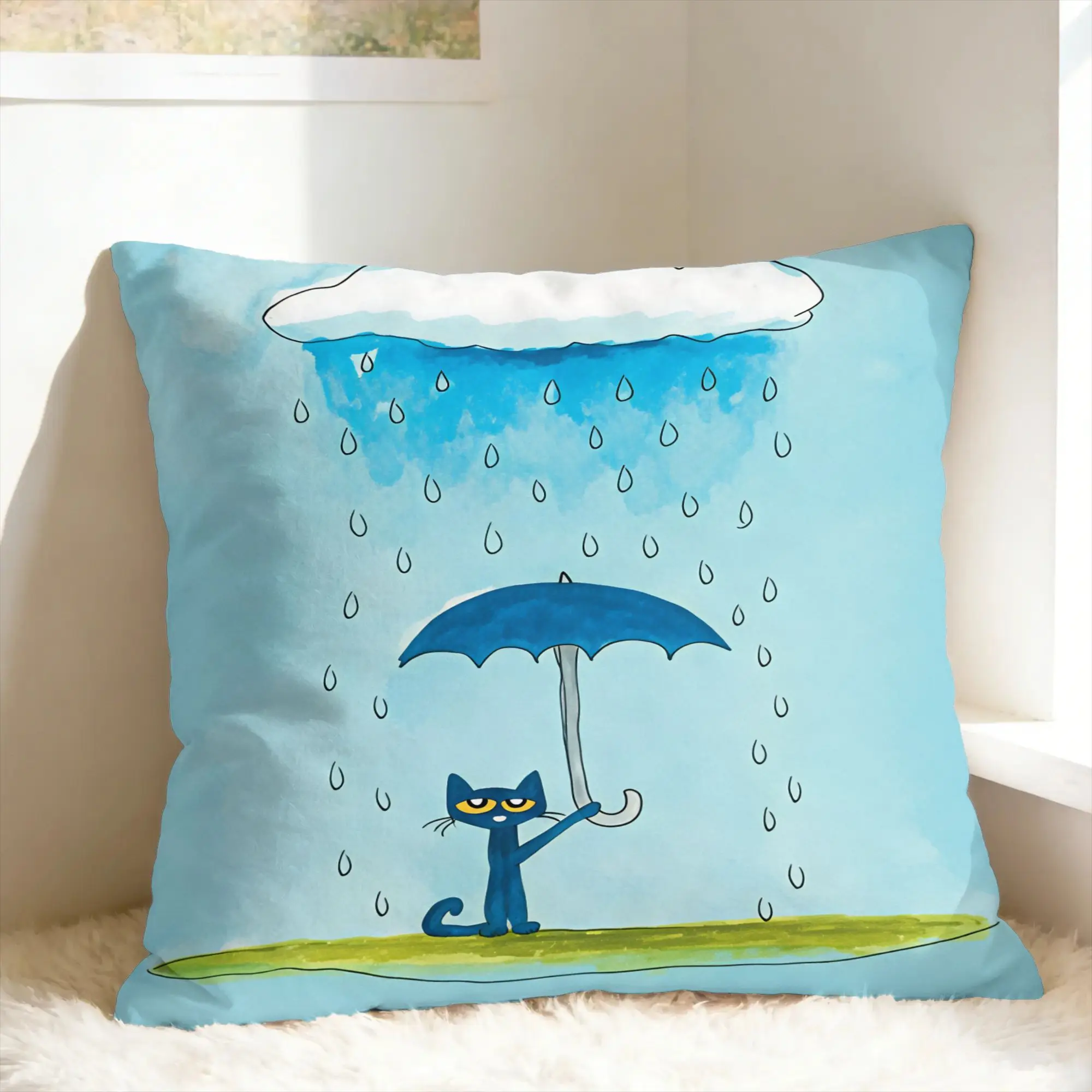 P-Pete The Cat Pillow Cover  Fashion Pillow Case For Living Room Chair Graphic Pillowcases Birthday Gift