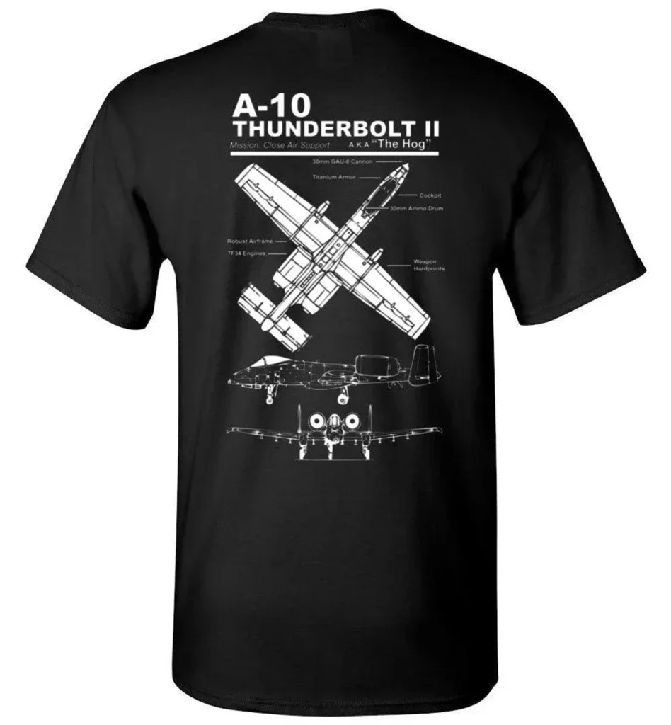 US Air Force A-10 Thunderbolt II Warthog Attack Aircraft T-Shirt O-Neck Short Sleeve Casual Mens