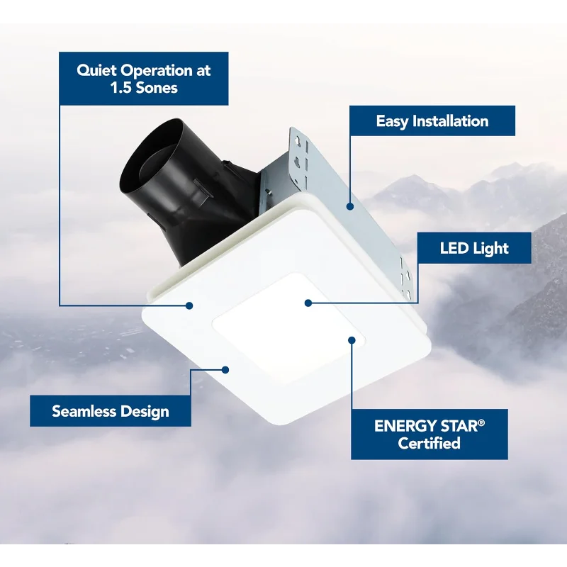 براون نوتون ®   مروحة عادم الحمام BEL8 مع ضوء LED، 80 CFM، ENERGY STAR ®   مروحة عادم، 1.5 سنونز