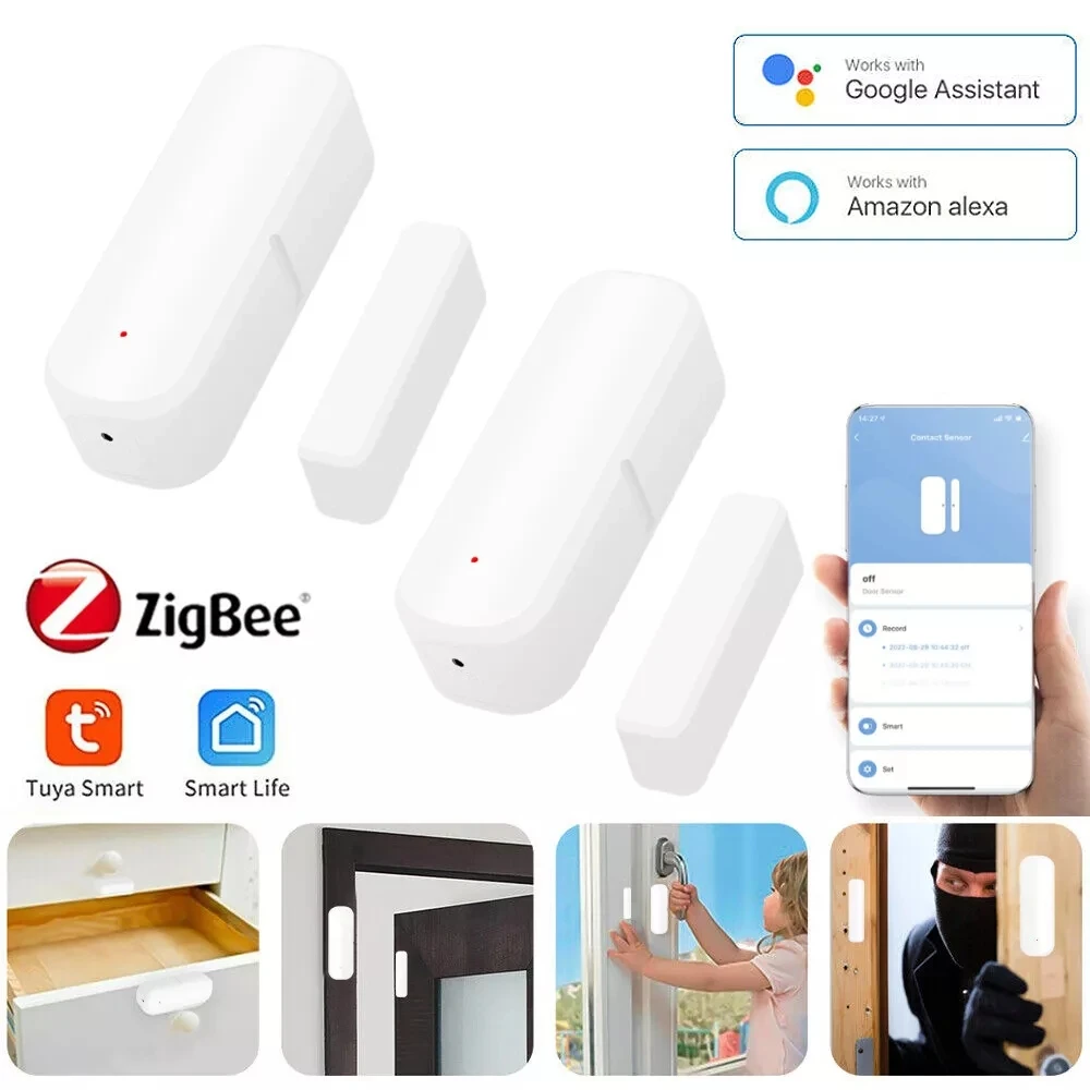 

Tuya ZigBee Door Window Sensor Smart Home Contact Detector Open/Closed Detection Voice Control Alexa Google Home Security Alarm
