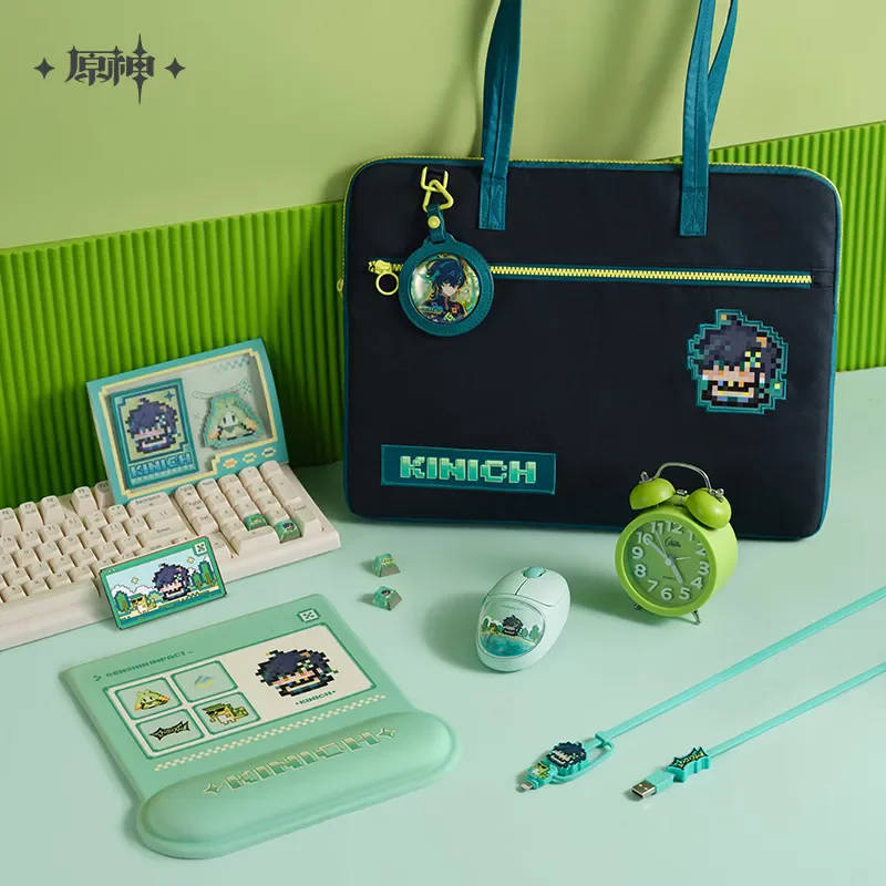 [Genuino] miHoYo Genshin Impact Natlan Pixel Colorati Serie Surroundings Kinich Style Mouse Borsa per computer Distintivo Regali Cosplay