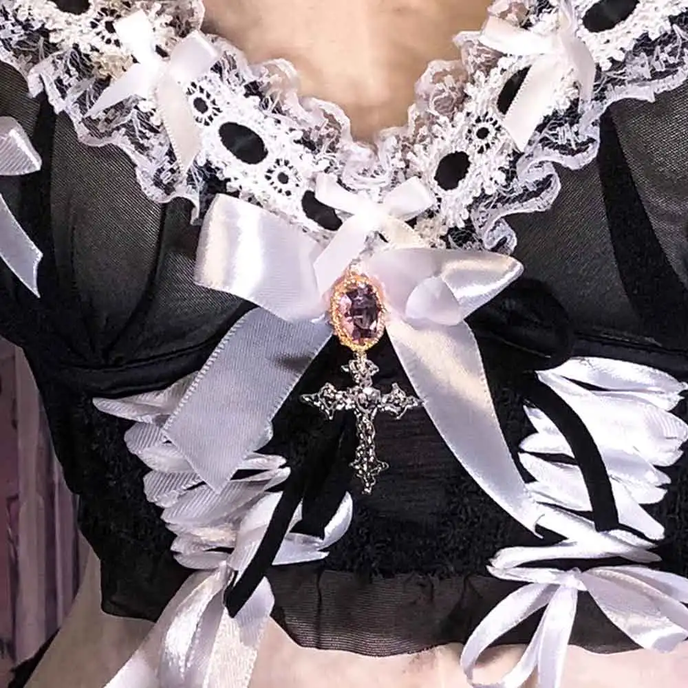 Women's Y2K Emo Goth Lolita Grunge Tank Top Kawaii Pastel Gothic Altgoth Pink Rock Cute Bow Rave Festival Corset Bra Clothing