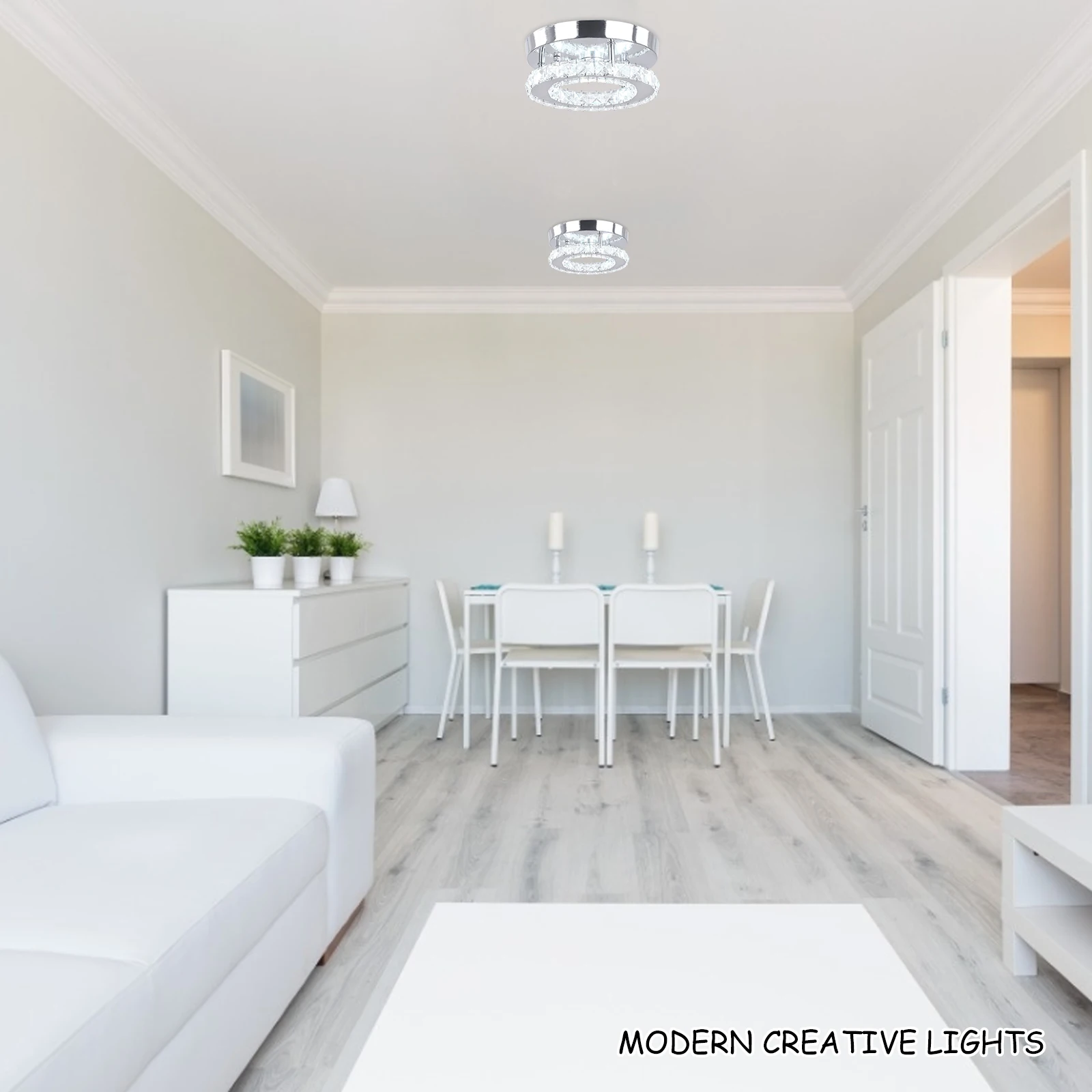 

Modern Flush Mount Front Balcony Porch Crystal Light Modern Flush Lampshade Mount Light in Clear Crystal Lamp